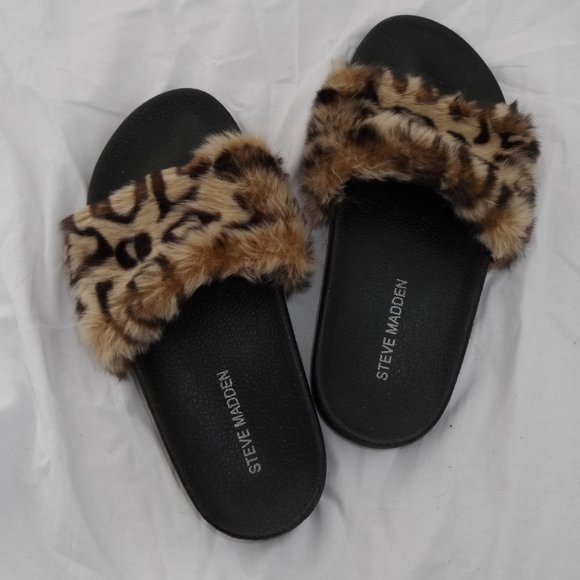 Steve Madden "Softey" Leopard Faux Fur Slide - Picture 4 of 6